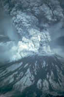 Mt. St. Helens erupting May, 18, 1980, spewing ash that would later become volcanic ash art.