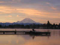 A Durango original photo of Mount Rainier, looking over Lake Meridian in east Kent, Washington.