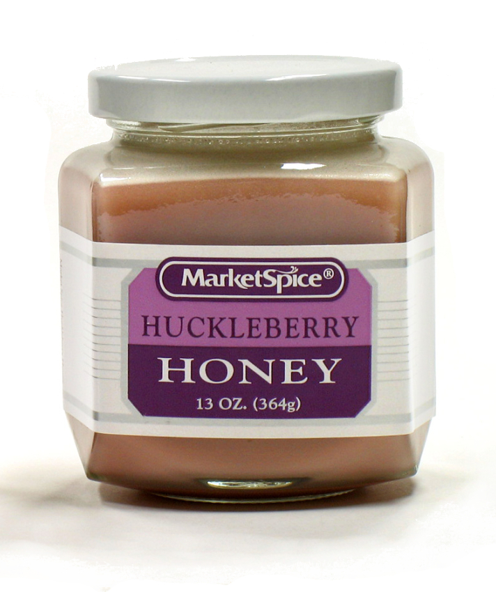 13 ounce jar of market spice huckleberry honey