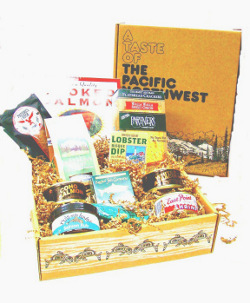 Our box with everything you need for a totally Pacific Northwest Seafood Feast.
